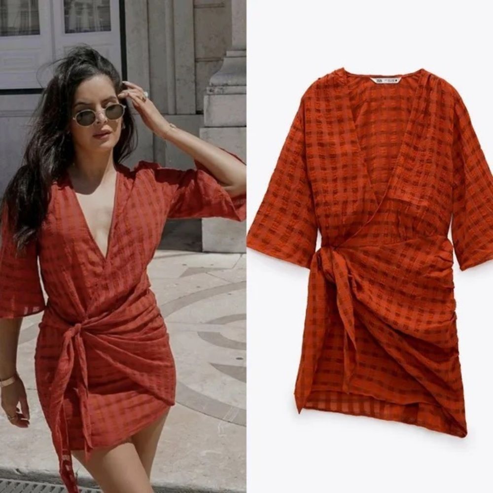 Zara The Clara Blogger Favorite Cotton Wrap Dress NWOT